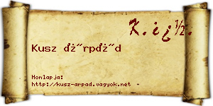 Kusz Árpád névjegykártya
